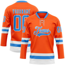 Charger l'image dans la galerie, Custom Orange Powder Blue-White Hockey Lace Neck Jersey