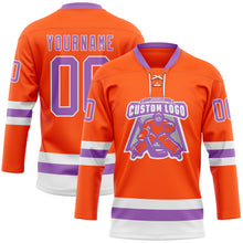 Charger l'image dans la galerie, Custom Orange Medium Purple-White Hockey Lace Neck Jersey