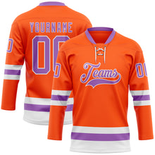 Charger l'image dans la galerie, Custom Orange Medium Purple-White Hockey Lace Neck Jersey