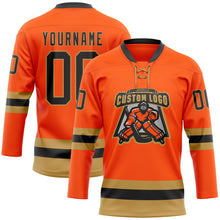 Charger l'image dans la galerie, Custom Orange Black-Old Gold Hockey Lace Neck Jersey