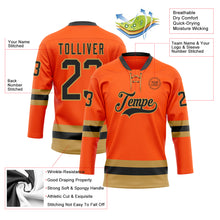 Charger l'image dans la galerie, Custom Orange Black-Old Gold Hockey Lace Neck Jersey