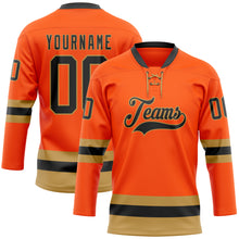 Charger l'image dans la galerie, Custom Orange Black-Old Gold Hockey Lace Neck Jersey