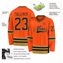 Charger l'image dans la galerie, Custom Orange Black-Old Gold Hockey Jersey