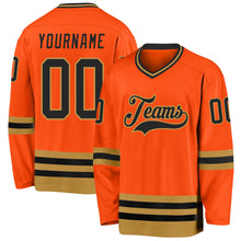 Charger l'image dans la galerie, Custom Orange Black-Old Gold Hockey Jersey