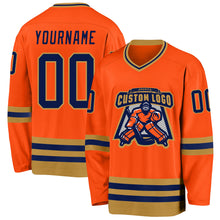 Charger l'image dans la galerie, Custom Orange Navy-Old Gold Hockey Jersey