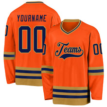 Charger l'image dans la galerie, Custom Orange Navy-Old Gold Hockey Jersey