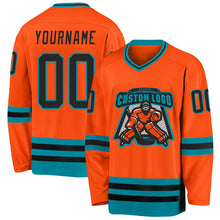 Charger l'image dans la galerie, Custom Orange Black-Teal Hockey Jersey