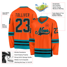 Charger l'image dans la galerie, Custom Orange Black-Teal Hockey Jersey