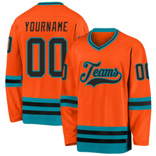 Charger l'image dans la galerie, Custom Orange Black-Teal Hockey Jersey