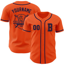 Laden Sie das Bild in den Galerie-Viewer, Custom Orange Navy Authentic Baseball Jersey