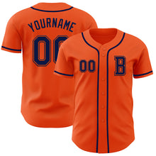 Laden Sie das Bild in den Galerie-Viewer, Custom Orange Navy Authentic Baseball Jersey