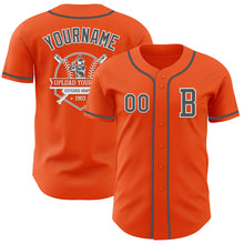 Laden Sie das Bild in den Galerie-Viewer, Custom Orange Steel Gray-White Authentic Baseball Jersey