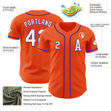 Laden Sie das Bild in den Galerie-Viewer, Custom Orange White-Purple Authentic Baseball Jersey
