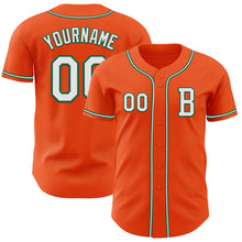 Laden Sie das Bild in den Galerie-Viewer, Custom Orange White-Kelly Green Authentic Baseball Jersey
