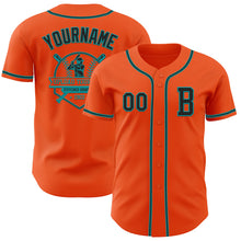 Laden Sie das Bild in den Galerie-Viewer, Custom Orange Black-Teal Authentic Baseball Jersey