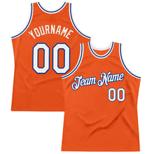 Загрузить изображение в средство просмотра галереи, Custom Orange White-Royal Authentic Throwback Basketball Jersey
