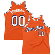 Загрузить изображение в средство просмотра галереи, Custom Orange White-Navy Authentic Throwback Basketball Jersey