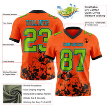 Charger l'image dans la galerie, Custom Orange Neon Green Black-Lakes Blue 3D Pattern Splash Authentic Football Jersey