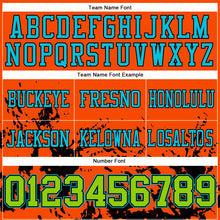 Charger l'image dans la galerie, Custom Orange Neon Green Black-Lakes Blue 3D Pattern Splash Authentic Football Jersey