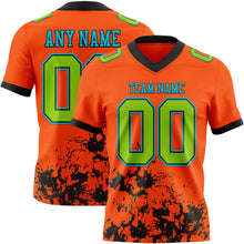 Charger l'image dans la galerie, Custom Orange Neon Green Black-Lakes Blue 3D Pattern Splash Authentic Football Jersey