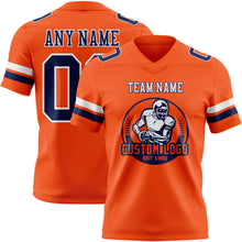 Load image into Gallery viewer, Custom Orange Navy-White Authentic Football Jersey