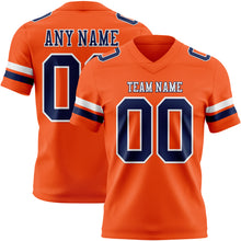 Load image into Gallery viewer, Custom Orange Navy-White Authentic Football Jersey