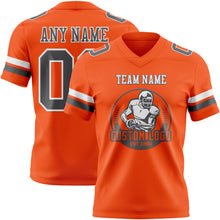 Load image into Gallery viewer, Custom Orange Steel Gray-White Authentic Football Jersey