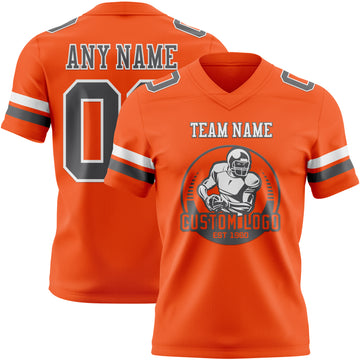 Custom Orange Steel Gray-White Authentic Football Jersey