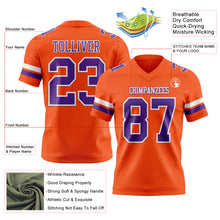 Load image into Gallery viewer, Custom Orange Purple-White Authentic Football Jersey