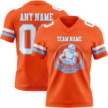 Load image into Gallery viewer, Custom Orange White-Light Blue Authentic Football Jersey
