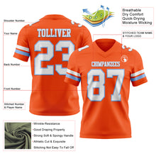 Load image into Gallery viewer, Custom Orange White-Light Blue Authentic Football Jersey