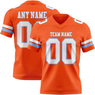 Custom Orange White-Light Blue Authentic Football Jersey