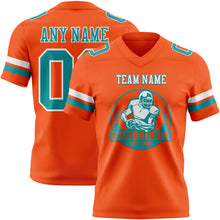 Load image into Gallery viewer, Custom Orange Teal-White Authentic Football Jersey