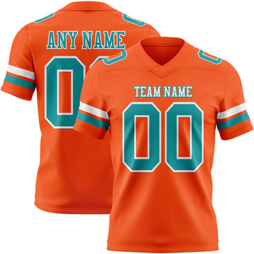 Custom Orange Teal-White Authentic Football Jersey