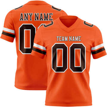 Custom Orange Brown-White Authentic Football Jersey