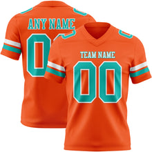Load image into Gallery viewer, Custom Orange Aqua-White Authentic Football Jersey
