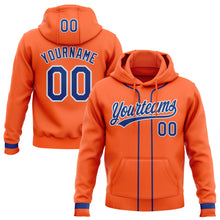 Load image into Gallery viewer, Custom Stitched Orange Royal-White Baseball Pullover Sweatshirt Hoodie