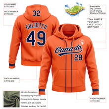 Load image into Gallery viewer, Custom Stitched Orange Navy-White Baseball Pullover Sweatshirt Hoodie