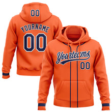 Load image into Gallery viewer, Custom Stitched Orange Navy-White Baseball Pullover Sweatshirt Hoodie