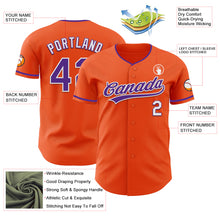 Load image into Gallery viewer, Custom Orange Purple-White Authentic Baseball Jersey