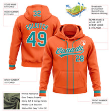 Load image into Gallery viewer, Custom Stitched Orange Teal-White Baseball Pullover Sweatshirt Hoodie