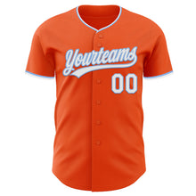Laden Sie das Bild in den Galerie-Viewer, Custom Orange White-Light Blue Authentic Baseball Jersey
