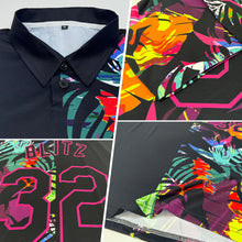 Загрузить изображение в средство просмотра галереи, Custom Black Pink 3D Pattern Design Tropical Hawaii Palm Leaves Performance Golf Polo Shirt