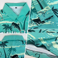 Загрузить изображение в средство просмотра галереи, Custom Teal White 3D Pattern Design Hawaii Palm Trees Performance Golf Polo Shirt