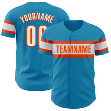 Load image into Gallery viewer, Custom Panther Blue White-Orange Authentic Baseball Jersey
