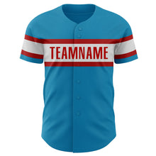 Laden Sie das Bild in den Galerie-Viewer, Custom Panther Blue White-Red Authentic Baseball Jersey