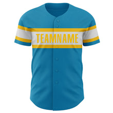Laden Sie das Bild in den Galerie-Viewer, Custom Panther Blue White-Yellow Authentic Baseball Jersey