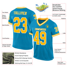 Load image into Gallery viewer, Custom Panther Blue Gold-White Mesh Authentic Throwback Football Jersey
