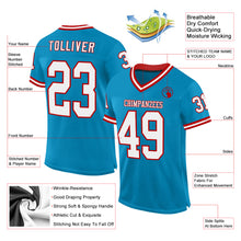 Laden Sie das Bild in den Galerie-Viewer, Custom Panther Blue White-Red Mesh Authentic Throwback Football Jersey