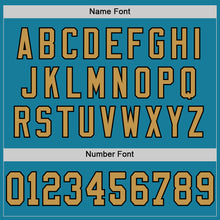 Load image into Gallery viewer, Custom Panther Blue Old Gold-Black Mesh Authentic Throwback Football Jersey